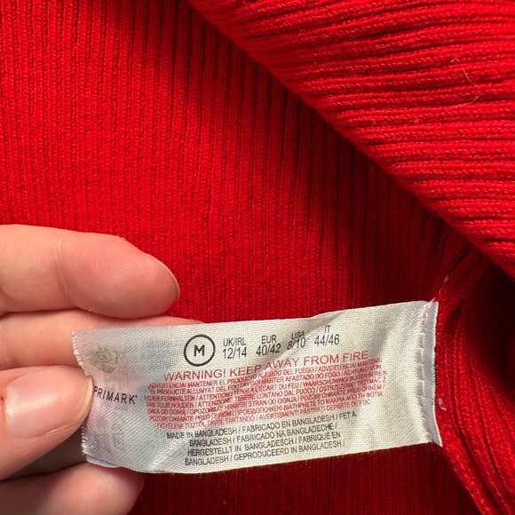 Primark Red Ribbed Crewneck Top - Picture 3 of 4